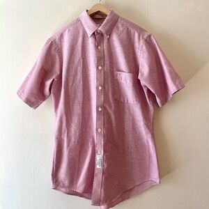 NWOT Etienne Aigner Short Sleeve Dress Shirt-Pink-Neck 15.5